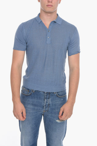 Short-sleeved Jacquard Linen Polo