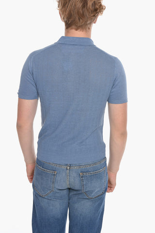 Short-sleeved Jacquard Linen Polo