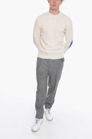 Virgin Wool Crew-neck Sweater with Contrasting Details