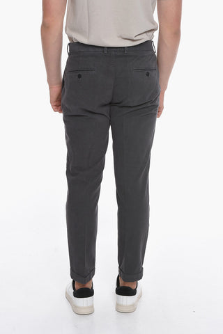 Pantaloni a Una Pince in Twill di Cotone