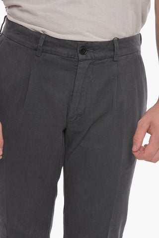 Pantaloni a Una Pince in Twill di Cotone