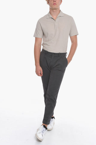 Pantaloni a Una Pince in Twill di Cotone