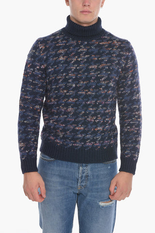 Pied de Poule Jacquard Sweather with Turtleneck
