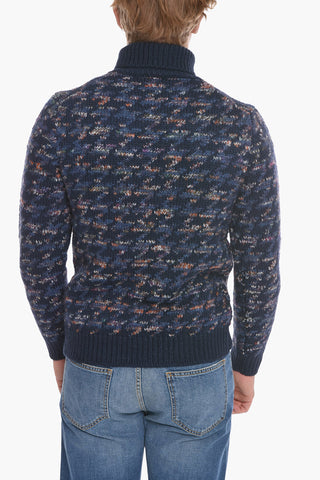 Pied de Poule Jacquard Sweather with Turtleneck