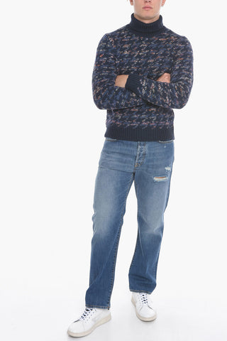 Pied de Poule Jacquard Sweather with Turtleneck