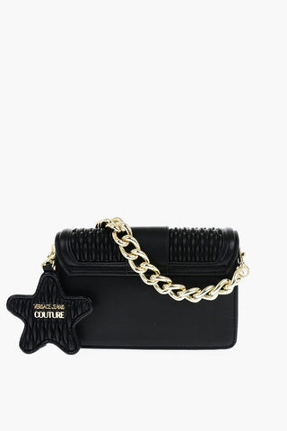 JEANS COUTURE Borsa a Tracolla in Ecopelle Trapuntata con Maxi Fibbia Dorata e Specchietto Removible