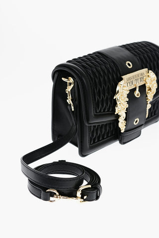 JEANS COUTURE Borsa a Tracolla in Ecopelle Trapuntata con Maxi Fibbia Dorata e Specchietto Removible