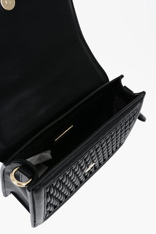 JEANS COUTURE Borsa a Tracolla in Ecopelle Trapuntata con Maxi Fibbia Dorata e Specchietto Removible