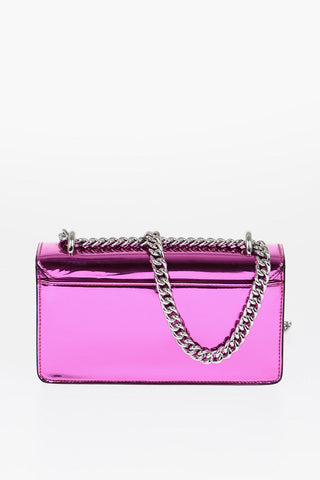 JEANS COUTURE Borsa a Tracolla in Ecopelle con Finitura a Specchio e Chiusura Turn-Lock 