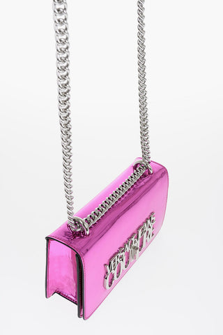 JEANS COUTURE Borsa a Tracolla in Ecopelle con Finitura a Specchio e Chiusura Turn-Lock 