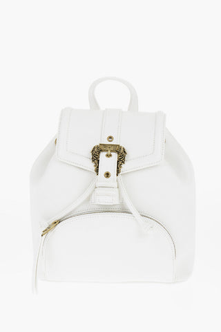 JEANS COUTURE Textured Faux Leather Backpack with Baroque Buckle