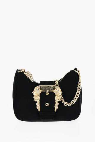 JEANS COUTURE Nylon Shoulder Bag with Maxi Golden Buckle