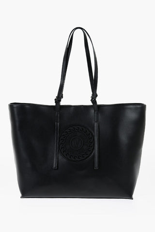 JEANS COUTURE Faux Leather Tote Bag with Embossed Logo