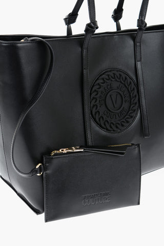 JEANS COUTURE Faux Leather Tote Bag with Embossed Logo