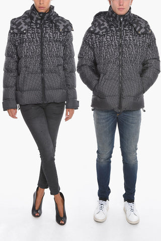 Allover Logo Print W-STEP-MON Padded Jacket