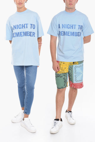 Solid Color UNISEX Crew-neck T-Shirt with Glitter Detail