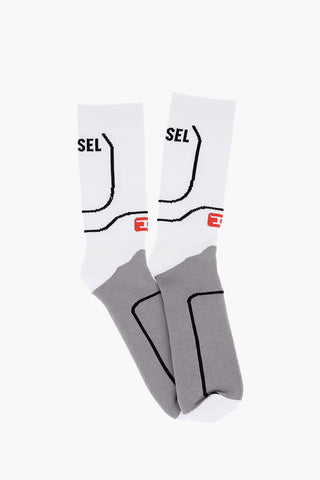Stretch SKM-RAY Long Socks with Embroidered Logo