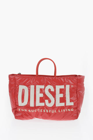 Borsa Tote Imbottita in Nylon Spalmato con Maxi Logo