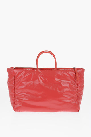 Borsa Tote Imbottita in Nylon Spalmato con Maxi Logo