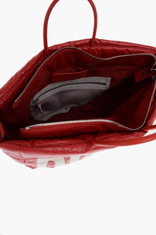 Borsa Tote Imbottita in Nylon Spalmato con Maxi Logo