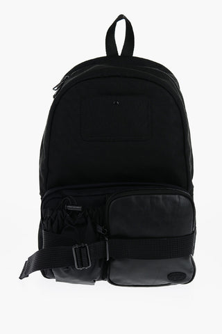 Solid Color Multi-Pocket Backpack with Leather Trims
