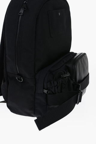 Solid Color Multi-Pocket Backpack with Leather Trims
