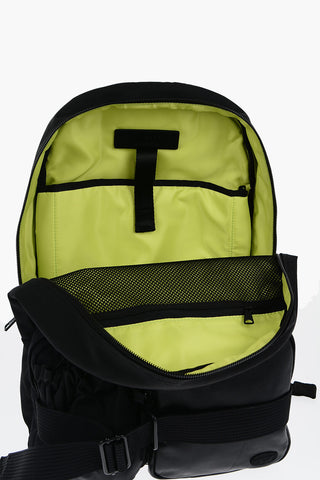 Solid Color Multi-Pocket Backpack with Leather Trims