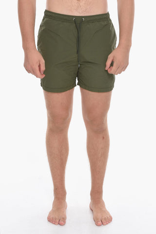 Solid Color Swim Shorts with 3 Pockets