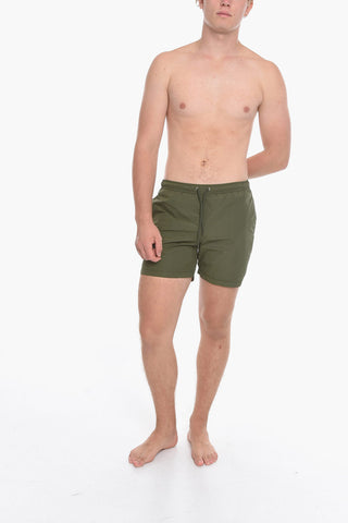 Solid Color Swim Shorts with 3 Pockets