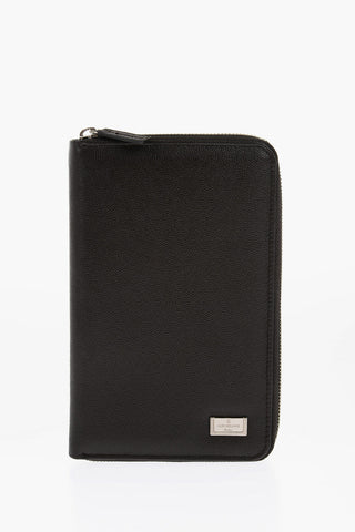 Portafoglio in Pelle Bottolata con Chiusura Zip