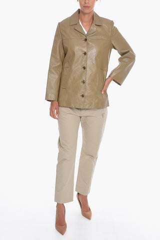 Blazer in Pelle JILLIAN con Tasche a Filo