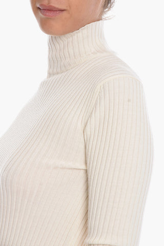Wool Ribbed Turtleneck Sweater