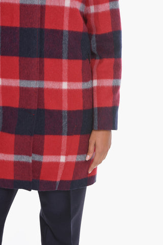 Checked ALLGOOD Down Jacket with Removable Hood and Real Fur Detail