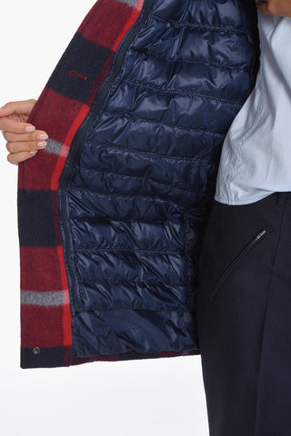 Checked ALLGOOD Down Jacket with Removable Hood and Real Fur Detail