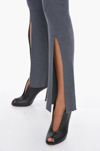 Boot-Cut OMLY Ribbed Trousers with Ankle Slit