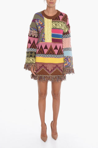 VIRGINIA Fringed Dress with Paisley Pattern
