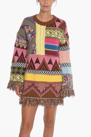 VIRGINIA Fringed Dress with Paisley Pattern