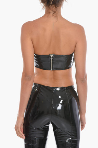 Bandeau Crop Top with Rhinestone Detail and Back Zip