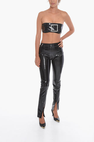 Bandeau Crop Top with Rhinestone Detail and Back Zip