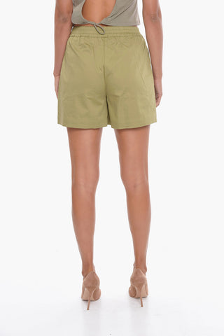 Shorts in Misto Cotone con Elastico in Vita