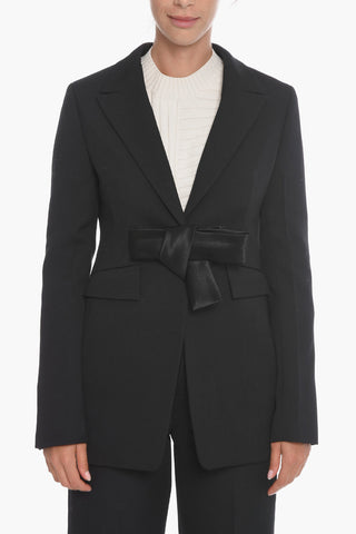 Blazer with Self-tie Detail and Peak Lapel