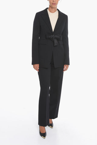 Blazer with Self-tie Detail and Peak Lapel