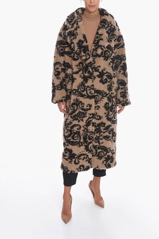 JEANS COUTURE Cappotto Teddy in Eco Pelliccia con Motivo Logo