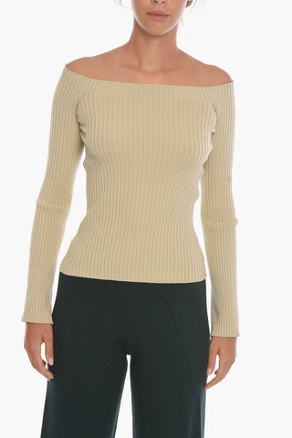 Maglia a Maniche Lunghe in Lana a Coste