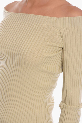 Maglia a Maniche Lunghe in Lana a Coste
