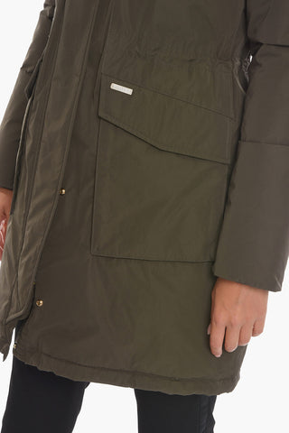 Solid Color MILITARY Down Jacket with Real Fur On the Hood