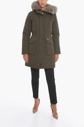 Solid Color MILITARY Down Jacket with Real Fur On the Hood