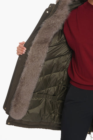Solid Color MILITARY Down Jacket with Real Fur On the Hood