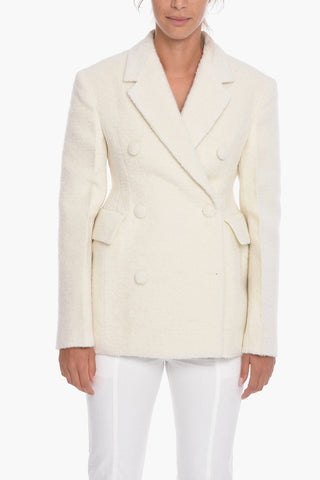 Bouclé Wool Blazer with Double Breast