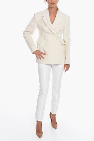 Bouclé Wool Blazer with Double Breast